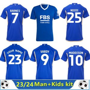 23 24 Leicester 9 Vardy Soccer Jerseys 2023 City Home 8 Tielemans # 10 Maddison 7 Barnes Maillot Foot Shirt Ndidi Iheanacho Ayoze Ndidi Daka Uniforme de futebol masculino kit infantil