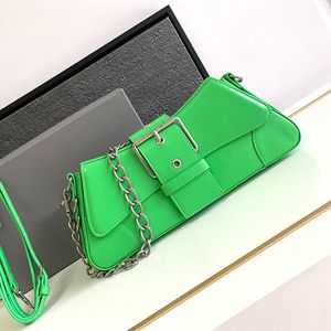 Chains Shoulder Bags Women Designer Cross Body Handbag Purse Genuine Leather Trapezoid Purses Belt Buckle Zipper Pocket Strap Lindsay Pouch