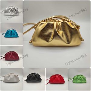 Designer Mini -Beutel Clutch Bag Luxus weiche Schaf Leder Rundes unteren Teen -Beutel Voller Farben Mode Frauen Faltenbeutel Knödelknödel -Tasche