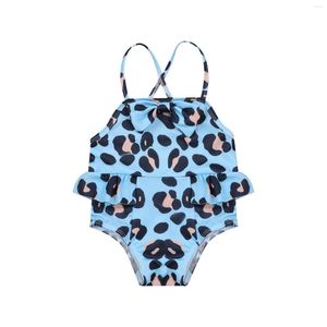 Completi di abbigliamento Baby Girls One Piece Bikini Leopard Print Bowknot Tute senza maniche 3 colori Abiti