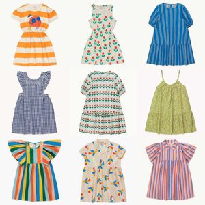 Flickans klänningar Nya 2023 TC Summer Kids Girl Dress Fashion Stripes Print Barn Blommor Mönster Casual Dresses For Girl Brand Clotheshkd230712