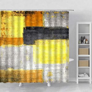 Shower Curtains Grey and Yellow Shower Curtain Colorful Grunge Street Style Painting Brush Print Ombre Design Cloth Fabric Bathroom Decor
