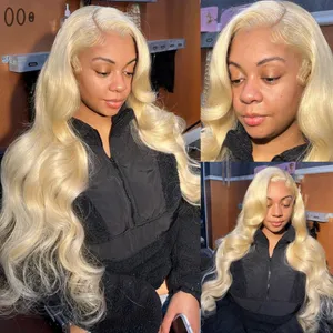 HD Transparent Body Wave Honung Blond Spets Frontal Människohår Peruk Brazilian Remy 13x4 Spets Front Peruk för kvinnor