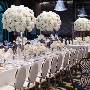 Dried Flowers Luxury Customized Big 34 Artificial Flower Ball Rose Bouquet Arrangement For Wedding Table Centerpieces Road Lead Floral 230711