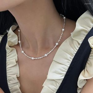 Chains Explosive Sparkling Sky Star Silver 6mm Pearl Necklace S925 Sterling Natural Freshwater AKOYA Collar Chain Exquisite Gift
