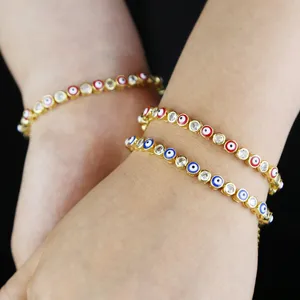 colorful red blue eye zircon Bracelet Women Men hip hop Iced Out Bling Cubic Zirconia Couple Jewelry Gift