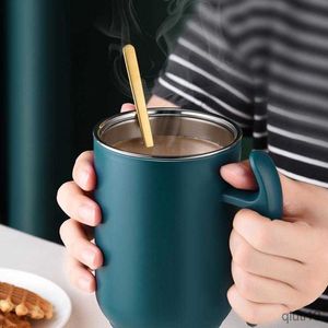 Tazze Tazza da caffè da 500 ml Tazza in acciaio inossidabile di grande capacità con coperchio Tazza da caffè da latte Tazza da tè Tazza da caffè Regalo per cucina R230712