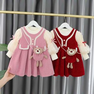 Abiti da ragazza Infantile Neonate Abiti a maniche lunghe Autunno / Inverno Caldo Festa di compleanno Costume da principessa Bambini Rosso Abbigliamento natalizioHKD230712