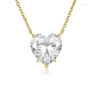 Chains Single Stone Big Sparking Bling Heart Cubic Zirconia Cz Pendant Necklace Valentines Gift Simple High Quality Fashion Jewelry