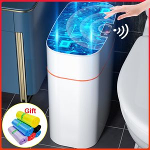 Waste Bins 13/16L smart trash can with Bin bag for kitchen bathroom toilet trash basket smart sensor box 230711