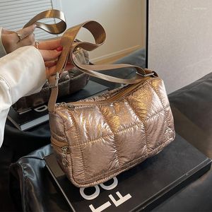 Abendtaschen Mode gesteppte Umhängetasche für Frauen 2023 Designer Baumwolle Space Handtasche Geldbörse Lässig verstellbarer breiter Riemen Nylon Crossbody