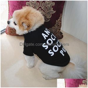 Dog Apparel 2021 Anti Socila Pup Design Personality Pet Clothing For Dogs Summer Xxxs Funny Pugs Teacup Puppy T-Shirt Drop Delivery H Dhzjy