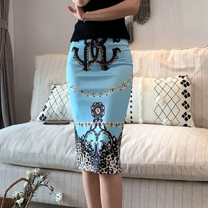 Skirts On Sale Summer Women Luxury Vintage Y2K Printed Pencil Long Skirt Office Korean Style High Waist Slim Bodycon Midi Casual 230711