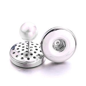 Stud Simple Sier Plated 12Mm 18Mm Snap Button Pearl Earrings For Women Men Snaps Buttons Jewelry Drop Delivery Dhthx