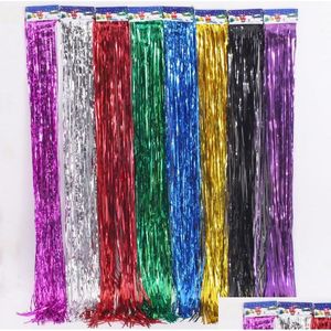 Parti dekorasyon tinsel saçak foi yağmur perde zemin metalik lazer perdeleri po stant DIY dekorasyonlar 100x18cm damla şarküteri dhibu