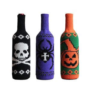 Хэллоуин для вина крышка бутылки вязание вязание подарочная сумка для украшения праздничные поставки ведьма тыква домашний декор kdjk2307