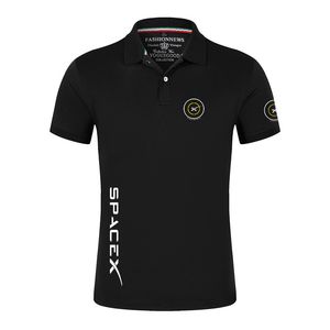 Mens Polos SpaceX Summer Space X Hight Quality Shirts Breattable Shorts ärmar Bomull Casual Sports Tops T 230712