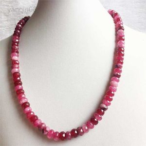 Pendant Necklaces Rare 5*8MM Faceted Red Ruby Necklace Vintage Natural Stone Jewelry Noble Elegant Exquisite Beaded Chain Choker Collier HKD230712