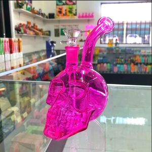 20cm Skull Glass Bong Hookahs Shisha Smoking Glass Pipe Recycler Dab Rigs Heady Water Bongs