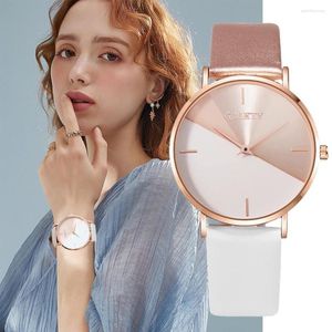 腕時計腕時計女性 2023 ファッションレディースかわいいドレスウォッチカラーブロックダイヤルアナログクォーツレザーブレスレットモントルファム