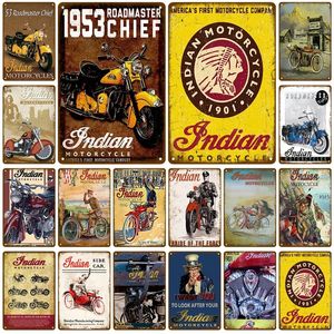 Indian Motorcycle Metal Poster Vintage Motorcycles Metal Signs Indian Car Targa in metallo Rero Decorazione da parete per Garage Club Man Cave Regalo per gli appassionati di moto w1