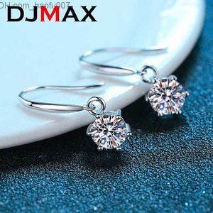 Charm djmax Sterling Silver Laboratory Diamond Droping Earrings for Women's Round Cut Moissanite Earhook Earrings D Color GRA Certified Jewelry Z230712