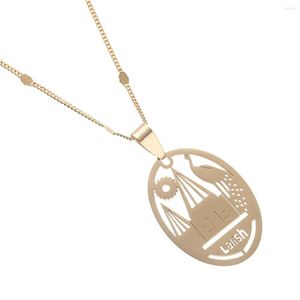 Pendant Necklaces Gold Color Country Hollow Yezidi Lalish Peacock Holiest Temple Yazidis Neck Chain For Women Men Girls Jewelry