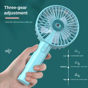 Elektriska fläktkameror Portable Hand Helda Fan Office Desktop Multifunktionell vikbar dubbelhuvud litet 3000mAh Electric Fan med Neck Lanyard