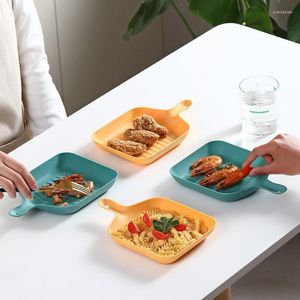 Plates Rectangle Snack Dishes Spit Bone Dinner Trays With Handle Serving For Salad Spaghetti Fruit