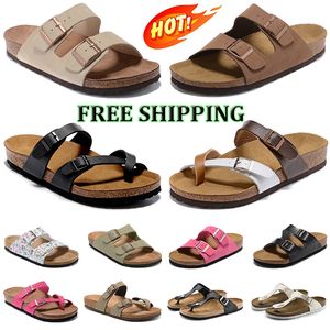 Free Shipping Designer Slippers arizona sandal boston clogs slides sliders men womens clog Suede Leather slide Buckle Strap slipper flip flops shoes sandals