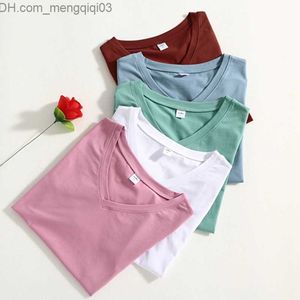 Kvinnors T-shirt Gigogou Solid Women's 98% Cotton T-Shirt S-3XL Top-klass T-shirt Women's Slim Fit Summer Short Sleeve Women's T-shirt Z230713