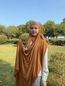 Roupas étnicas Camisola longa Hijab instantâneo Bom ponto elástico Cachecol liso Muçulmano Xaile sólido turbante macio Envoltórios de cabeça Foulard Femme