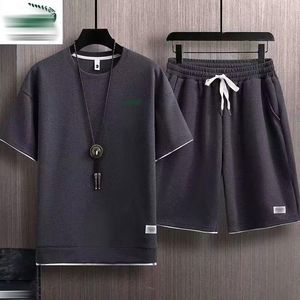 Takipler Erkek Trailtsuits Açık Balıkçılık Polo Yaz İki Parça Set Keten Kumaş Günlük Tshirt ve Spor Takım Moda Kısa Kollu Tracksui