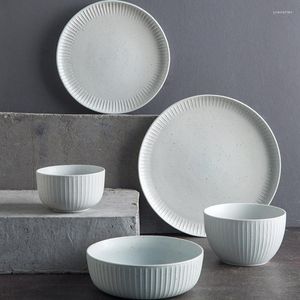 Plates ANTOWALL White Dot Restaurant Ceramic Dessert Plate Household Tableware Rice Bowl Wholesale Dishes