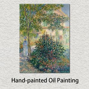 Canvas Art Hand Painted Oil Paintings Claude Monet Camille Monet in the Garden at the House in Argenteuil Painting for Wall Decor