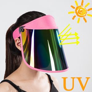 Wide Brim Hats Bucket Hats Large Brim Women's Baseball Cap Reflective Iridescent Rainbow Clear Visor Woman Uv Protection Adjustable Summer Hats Cover Playa 230712