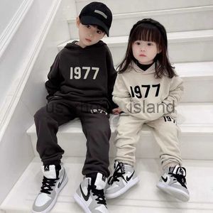 Jackets Hoodies Kids Fleece Hoodie+Sweatpants Two Piece Set Fall Winter Cotton 1977 Digital Printing Sweatshirt Boys Gilrs Thicken Clothes x0712