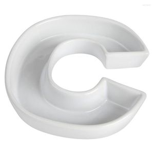 Piatti in ceramica bianca con lettera C Piatto per caramelle Accessorio per feste Fornitura di nozze Porcellana