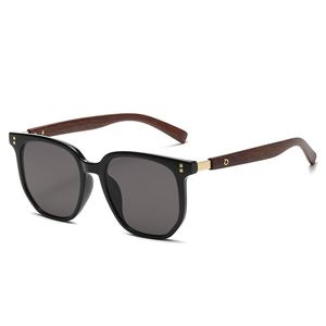 2023 New Korean Edition Teal Vintage Wood Grain Leg Box Round Face Glasses Fashion Sunshade Sunglasses