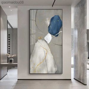 Combinazione di pietre blu marmo nordico astratto moderno stampa pittura immagine di arte della parete poster su tela hotel soggiorno decorazioni per la casa L230704