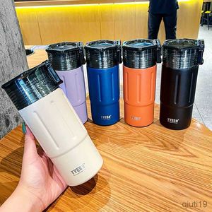 Mugs 600ml Fashion Sport Vacuum Flask Portable Double Stainless Steel Thermos Mug Outdoor Climb Travel Thermal Water Bottle Tumbler R230712