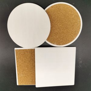 Sublimation Blanks Coaster with Cork Backing Pads Square Round Shaped Absorbent Blank Ceramic Stone Coasters