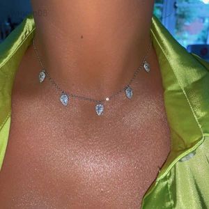 Hänge Halsband % 925 Sterling Silver Water Drop Tear Cz Charm Sött Delicate Choker Kort Halsband för kvinnor Bröllop Flerlagerssmycken HKD230712