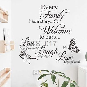 Outros adesivos decorativos 2022 Novo slogan criativo em inglês Cada família tem uma história Combinação de adesivos de parede Família e lei viva Adesivos de decoração de parede de amor x0712