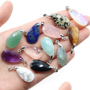 Charms Natural Crystal Stone Water Drop Pendant Amethyst Tiger Eye Obsidian Lazi Rose Quartz Diy Necklace Jewelry Acc Delivery Findi Dhmn2