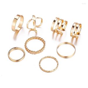 Vigselringar Sälj Geometrisk Ihålig Rund Guld Färg Set För Kvinnor Vintage Twist Finger Ring Knuckle Kvinnliga Smycken Gåvor