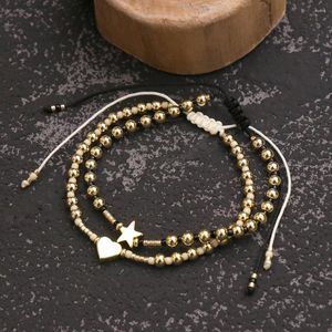 Charm Bracelets Bohemia Miyuki Seed Bracelet Para Meninas Ajustável Tecido Mão Corda Estrela Amor Coração Feminino