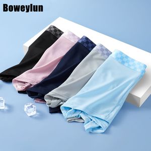 Underpants Boweylun Ice Silk Breathable Mesh Underwear Men's Antibacterial Ultra-thin Skin-friendly Comfortable Solid Boxers Pants 230711