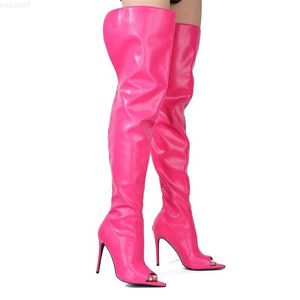 Stiefel Damen Overknee Stiefel 2023 Neue High Heel Sexy Große Größe Fisch Mund Stiletto Party Frauen Stiefel Elegante Frau Schuhe mit hohen absätzen L230712