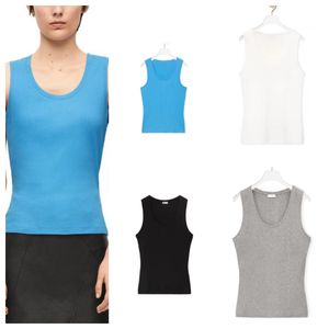 Kadınların üst tankları yelek tişörtleri anagram işlemeli pamuk karışımı tank üstleri tasarımcı etekler yoga takım elbise elastik spor örme tanklar
